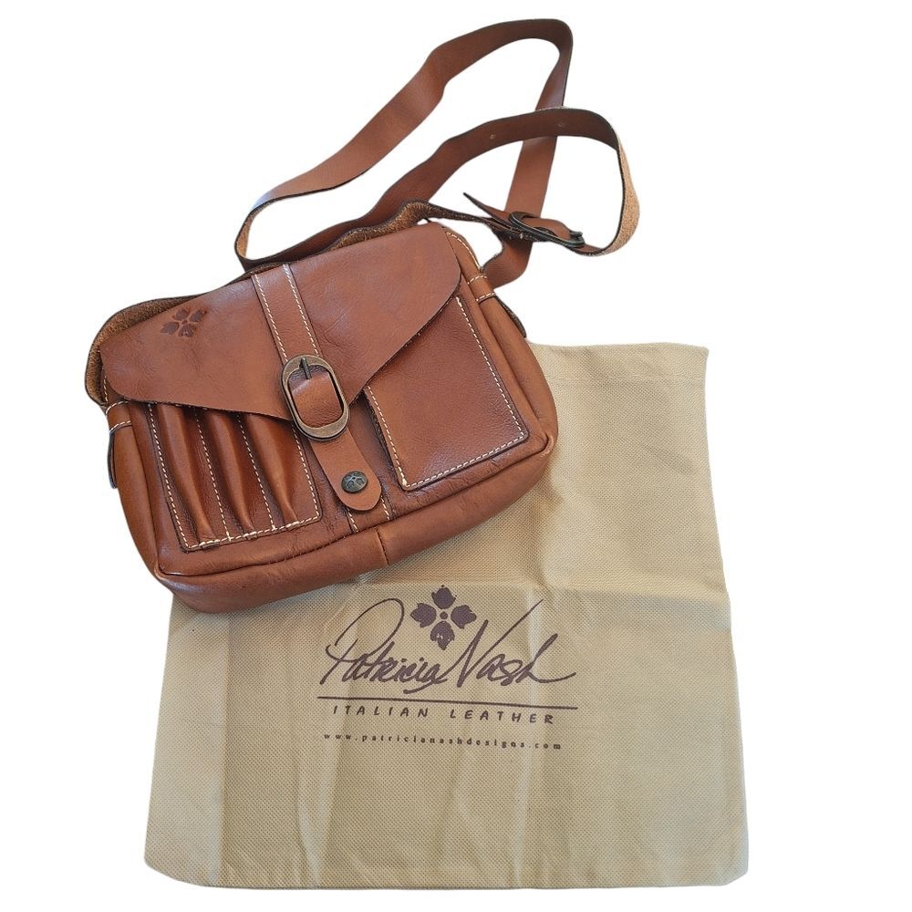 Patricia Nash Crossbody NWT Italian Leather Flap Bag Rustic Tan with Dust Cover